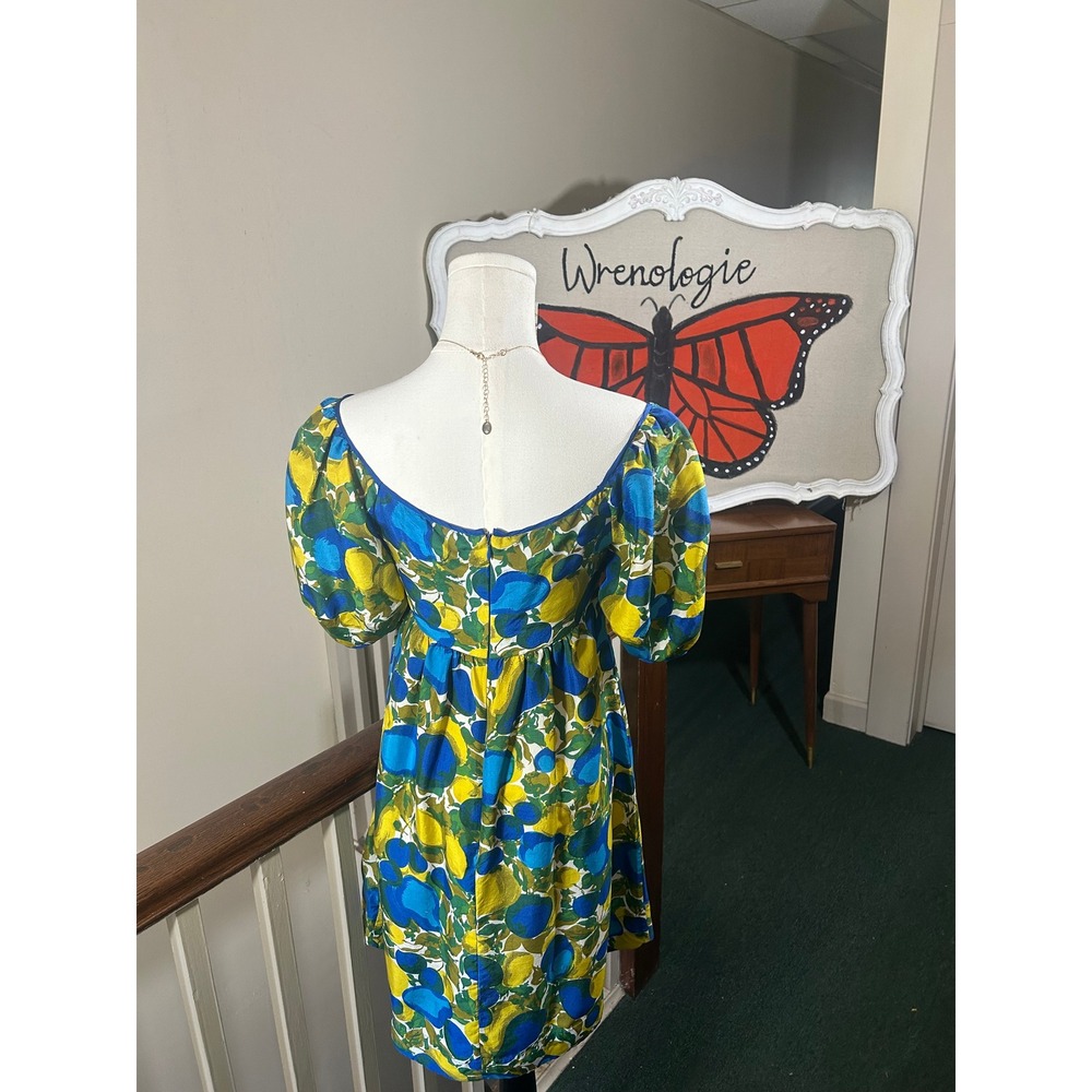 Rebecca Taylor 100% Silk Fruit Print Dress | Tie Front Mini Dress | Size 2